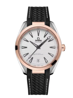 OMEGA Seamaster Aqua Terra 150M Steel ‑ Sedna™ gold and Silver dial Black Rubber strap Ref. 220.22.41.21.02.001