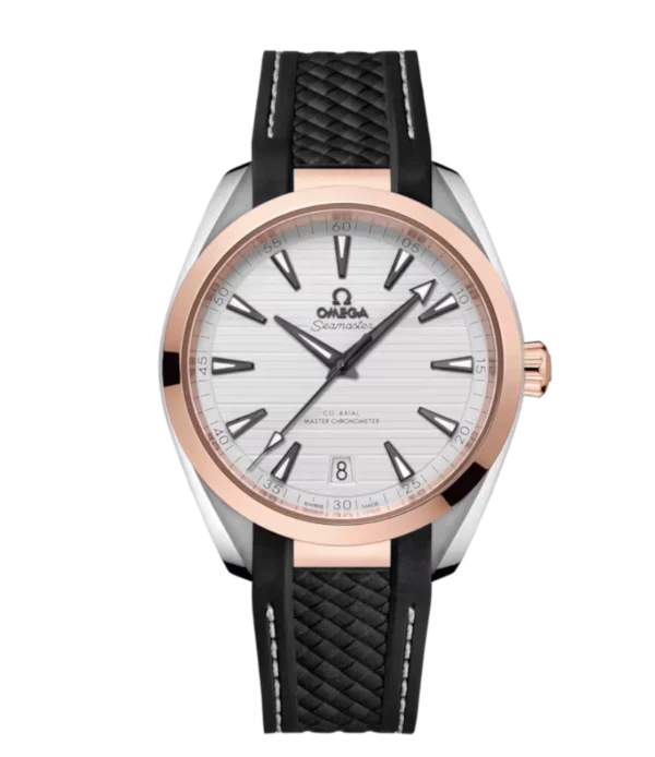 OMEGA Seamaster Aqua Terra 150M Steel ‑ Sedna™ gold and Silver dial Black Rubber strap Ref. 220.22.41.21.02.001
