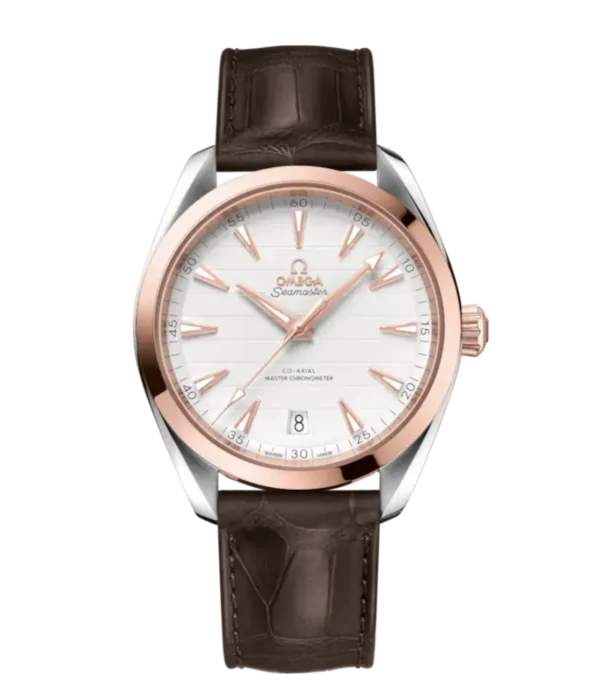 OMEGA Seamaster Aqua Terra 150M Steel ‑ Sedna™ gold and Silver dial Brown Leather strap Ref. 220.23.41.21.02.001