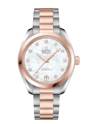 OMEGA Seamaster Aqua Terra 150M Steel ‑ Sedna™ gold and White, diamond indexes dial Steel ‑ Sedna™ gold Butterfly clasp bracelet Ref. 220.20.34.20.55.001