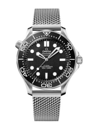 OMEGA Seamaster Diver 300M Steel and Black aluminium dial Steel Foldover clasp bracelete Ref. 210.30.42.20.01.010