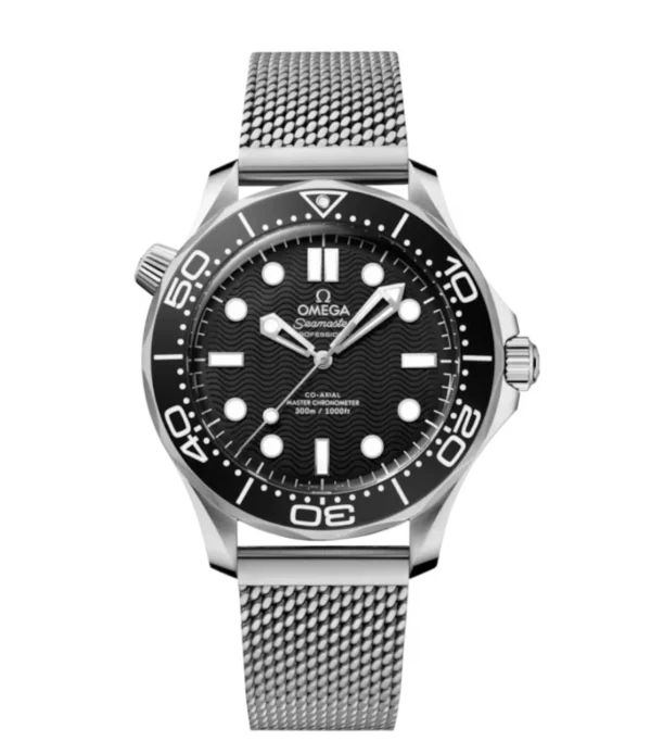 OMEGA Seamaster Diver 300M Steel and Black aluminium dial Steel Foldover clasp bracelete Ref. 210.30.42.20.01.010