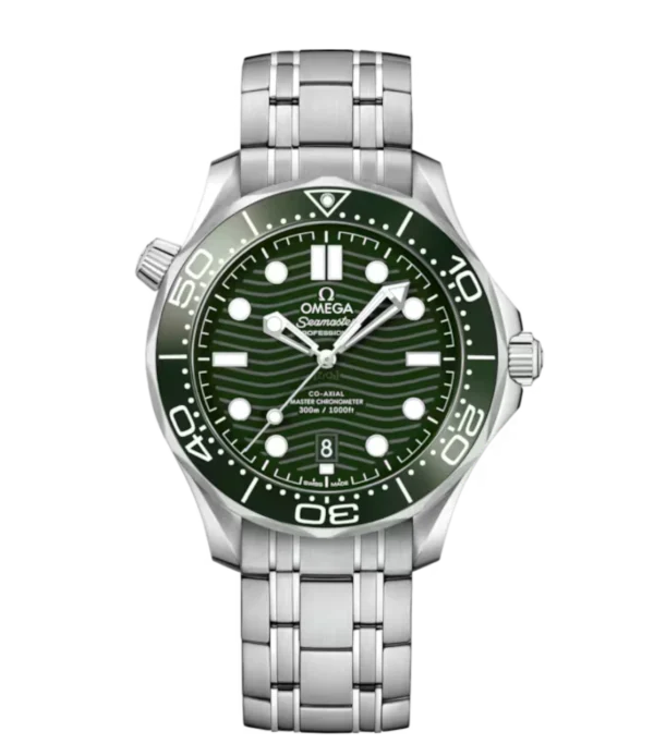 OMEGA Seamaster Diver 300M Steel and Green dial Steel Foldover clasp bracelete Ref. 210.30.42.20.10.001