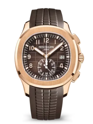 Patek Philippe Aquanaut Chronograph Rose gold and Sunburst brown dial dark brown Composite material Strap Ref. 5968R-001