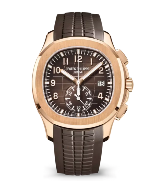 Patek Philippe Aquanaut Chronograph Rose gold and Sunburst brown dial dark brown Composite material Strap Ref. 5968R-001