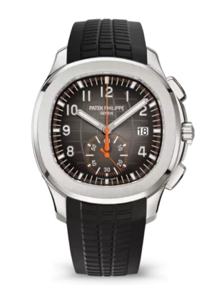 Patek Philippe Aquanaut Chronograph Steel and Sunburst charcoal gray dial black Composite material Strap Ref. 5968A-001