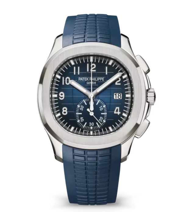 Patek Philippe Aquanaut Chronograph White gold and Sunburst blue dial midnight blue Composite material Strap Ref. 5968G-001