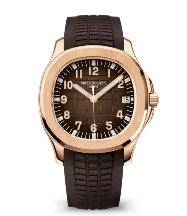 Patek Philippe Aquanaut Date Rose gold and Sunburst brown dial dark brown Composite material Strap Ref. 5167R-001