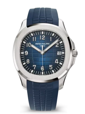 Patek Philippe Aquanaut Date White gold and Sunburst blue dial midnight blue Composite material Strap Ref. 5168G-001