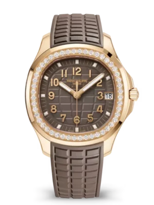 Patek Philippe Aquanaut Luce Rose gold and Taupe varnished dial diamond bezel taupe Composite material Strap Ref. 5268/200R-010