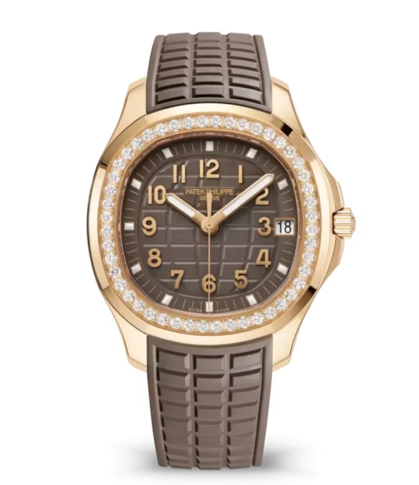 Patek Philippe Aquanaut Luce Rose gold and Taupe varnished dial diamond bezel taupe Composite material Strap Ref. 5268/200R-010