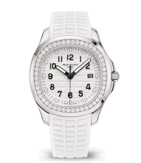 Patek Philippe Aquanaut Luce Steel and White varnished dial diamond bezel white Composite material Strap Ref. 5267/200A-010