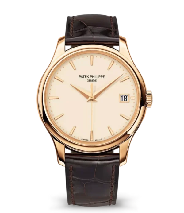 Patek Philippe Calatrava Rose gold and Lacquered ivory dial shiny dark chestnut Alligator leather Strap Ref. 5227R-001