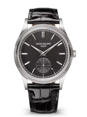 Patek Philippe Calatrava White gold and Charcoal gray dial shiny black Alligator leather Strap Ref. 6119G-001