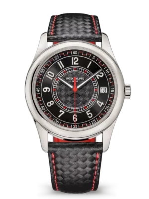 Patek Philippe Calatrava White gold and Ebony black dial black Calfskin, "carbon" pattern Strap Ref. 6007G-010