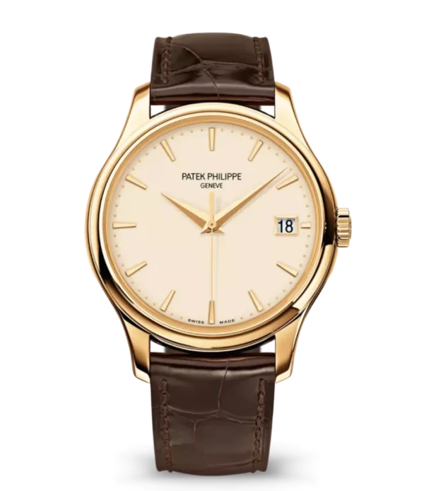 Patek Philippe Calatrava Yellow gold and Lacquered ivory dial shiny chocolate brown Alligator leather Strap Ref. 5227J-001