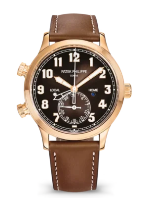 Patek Philippe Complications Rose gold and Sunburst brown dial vintage brown Calfskin Strap Ref. 5524R-001