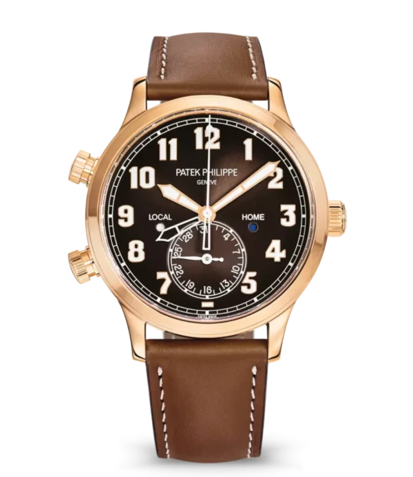 Patek Philippe Complications Rose gold and Sunburst brown dial vintage brown Calfskin Strap Ref. 5524R-001