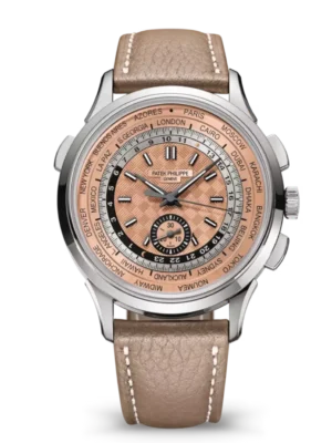 Patek Philippe Complications Steel and Rose-gilt opaline dial beige Calfskin Strap Ref. 5935A-001