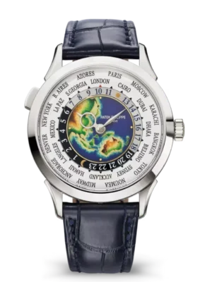 Patek Philippe Complications White gold and Grand Feu cloisonné enamel dial matte navy blue Alligator leather Strap Ref. 5231G-001