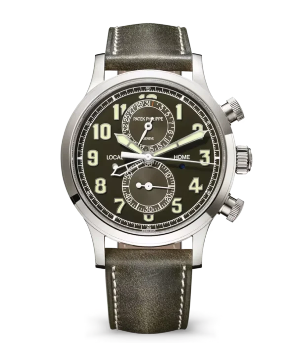 Patek Philippe Complications White gold and Lacquered khaki green dial olive green Calfskin Strap Ref. 5924G-010