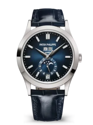 Patek Philippe Complications White gold and Sunburst blue dial navy blue Alligator leather Strap Ref. 5396G-017
