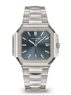 Patek Philippe Cubitus White gold and Sunburst blue-gray dial White gold fold-over clasp bracelet Ref. 7128/1G-001