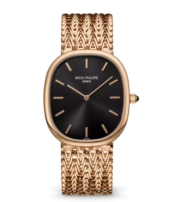 Patek Philippe Golden Ellipse Rose gold and Sunburst ebony black dial Rose gold bracelet Ref. 5738/1R-001