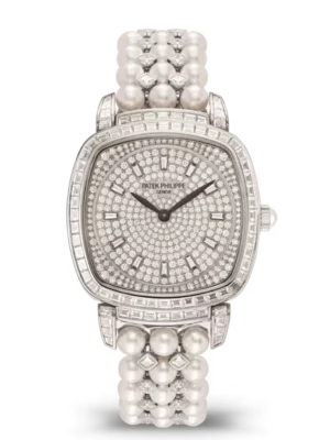 Patek Philippe Gondolo Haute Joaillerie White gold and Paved with diamonds dial diamond set bezel White gold fold-over clasp bracelet Ref. 7042/100G-010