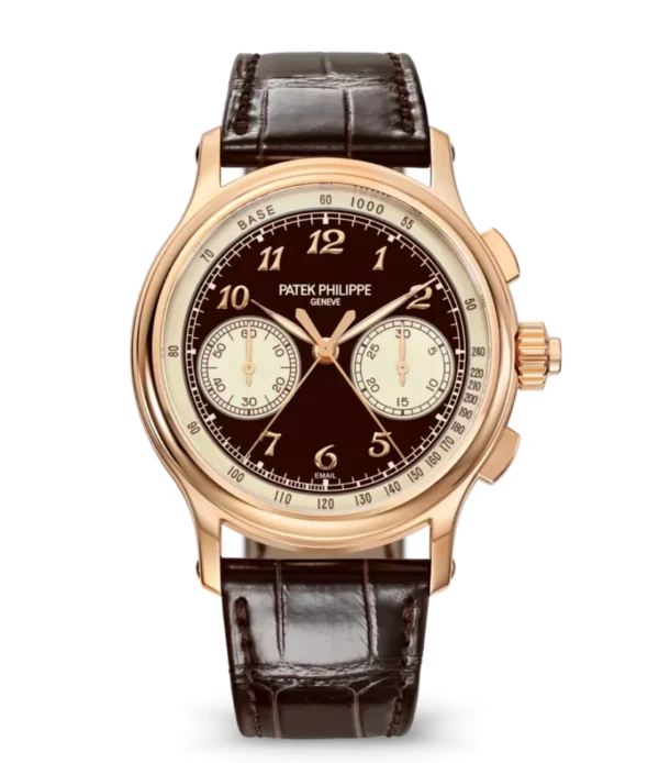 Patek Philippe Grand Complications Rose gold and Grand Feu brown, beige enamel dial dark chestnut Alligator leather Strap Ref. 5370R-001
