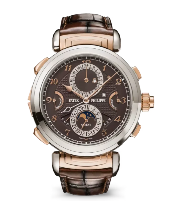 Patek Philippe Grand Complications Rose gold, white gold and Brown opaline dial dark chestnut Alligator leather Strap Ref. 6300GR-001