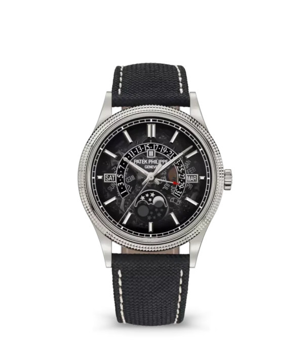 Patek Philippe Grand Complications White gold and black-gradient dial black Composite material, fabric Strap Ref. 6159G-001