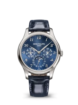 Patek Philippe Grand Complications White gold and Sunburst blue dial blue Alligator leather Strap Ref. 5327G-001