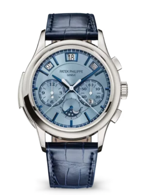 Patek Philippe Grand Complications White gold and Sunburst ice blue dial navy blue Alligator leather Strap Ref. 5308G-001
