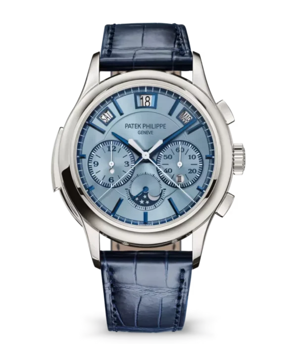 Patek Philippe Grand Complications White gold and Sunburst ice blue dial navy blue Alligator leather Strap Ref. 5308G-001