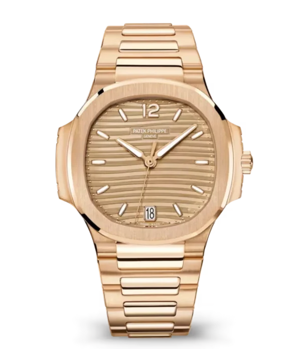 Patek Philippe Nautilus Date Rose gold and Golden brown opaline dial Rose gold patented fold-over clasp bracelet Ref. 7118/1R-010