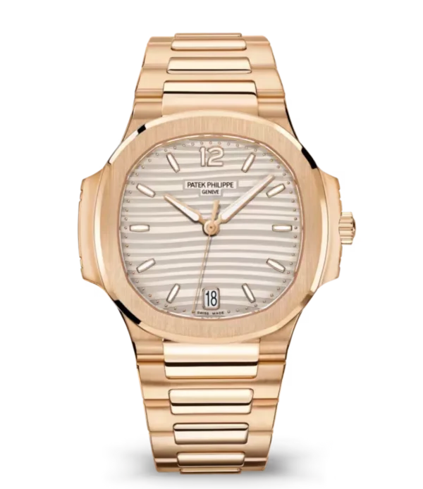 Patek Philippe Nautilus Date Rose gold and Silvery opaline dial Rose gold patented fold-over clasp bracelet Ref. 7118/1R-001