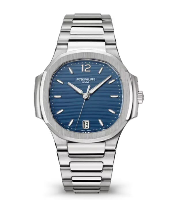 Patek Philippe Nautilus Date Steel and Blue opaline dial Steel patented fold-over clasp bracelet Ref. 7118/1A-001