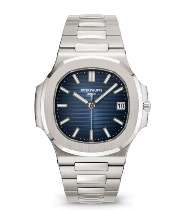 Patek Philippe Nautilus Date White gold and Blue dial White gold patented fold-over clasp bracelet Ref. 5811/1G-001