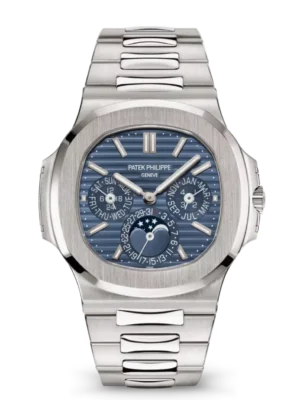 Patek Philippe Nautilus perpetual calendar White gold and Sunburst blue dial White gold patented fold-over clasp bracelet Ref. 5740/1G-001