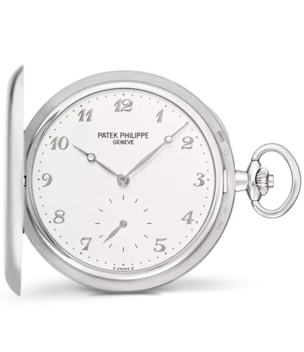 Patek Philippe Pocket Watch Hunter-style White gold and Silvery with vertical satin-finish dial Ref. 980G-010