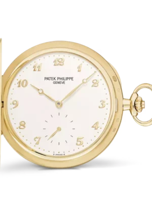Patek Philippe Pocket Watch Hunter-style Yellow gold and Silvery dial Ref. 980J-011