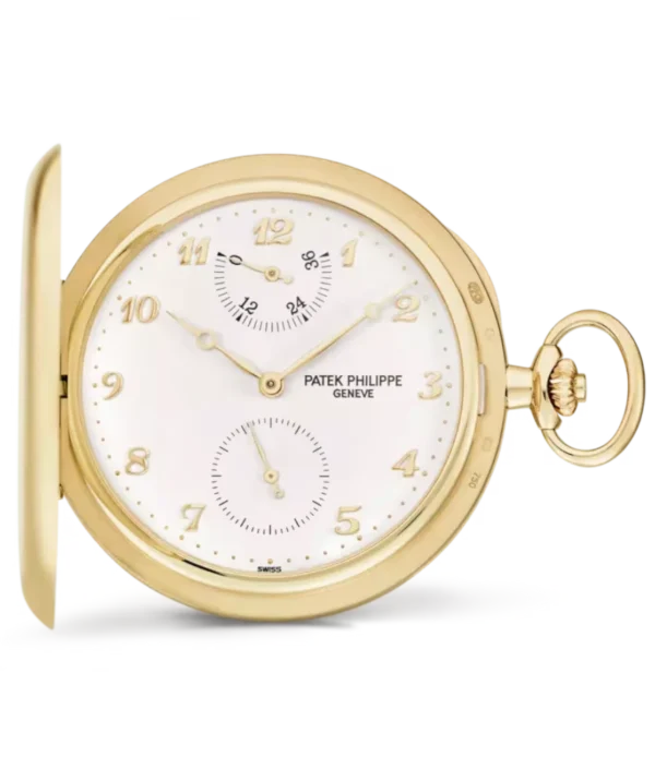 Patek Philippe Pocket Watch Hunter-style Yellow gold and Silvery dial Ref. 983J-001