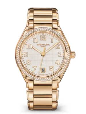 Patek Philippe Twenty~4 Automatic Rose gold and Silvery dial diamond bezel Rose gold fold-over clasp bracelet Ref. 7300/1200R-010