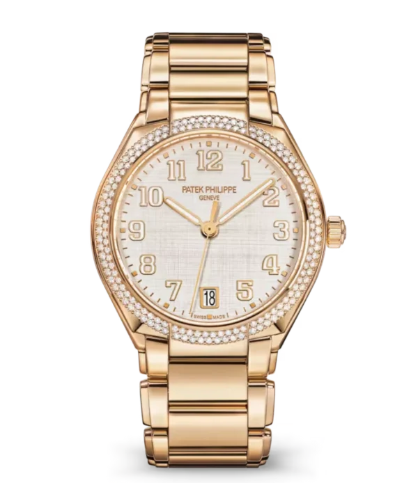 Patek Philippe Twenty~4 Automatic Rose gold and Silvery dial diamond bezel Rose gold fold-over clasp bracelet Ref. 7300/1200R-010