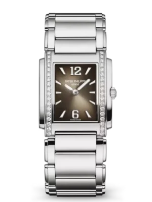 Patek Philippe Twenty~4 Steel and Sunburst gray dial diamond bezel Steel fold-over clasp bracelet Ref. 4910/1200A-010