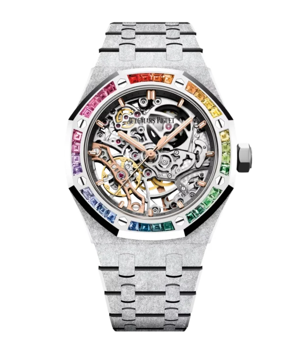 Audemars Piguet Royal Oak Royal Oak Frosted Gold Double Balance Wheel Openworked 18-carat white gold and Rhodium-toned openworked dial Hammered 18-carat white gold bracelet Ref. 15468BC.YG.1259BC.01-B