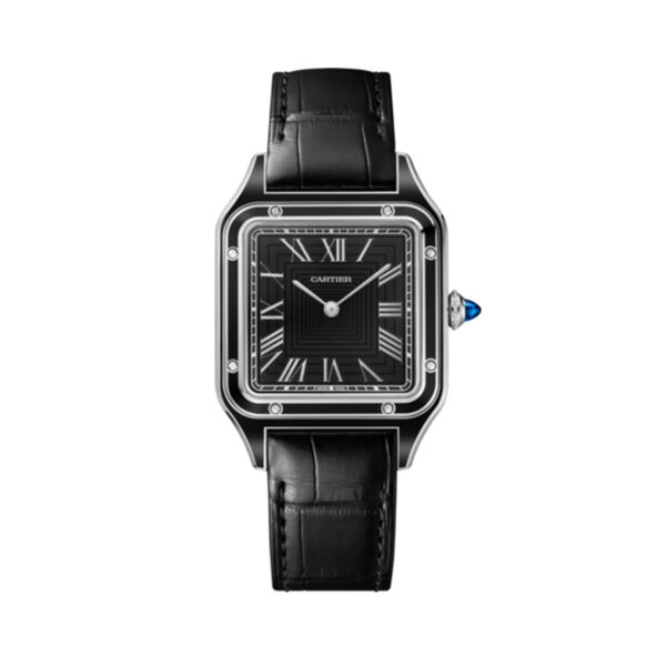 Cartier Santos Dumont Black 27.5 mm Leather Strap