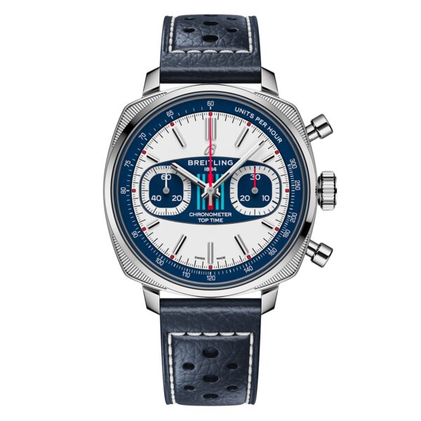 Breitling Top Time B01 Martini Racing 38mm Mens Watch Blue Leather BLSF