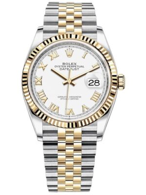 Rolex Datejust 36 Oyster Perpetual 18 ct yellow gold white dial 278278